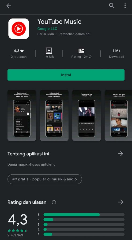 Aplikasi youtube music