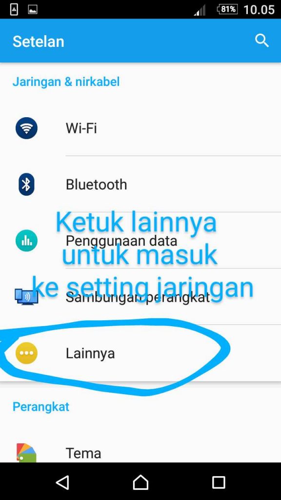 klik/ketuk Pada Opsi Lainnya 