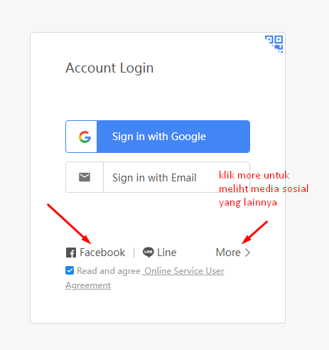 pilih sosial media yang ingin anda gunakan.