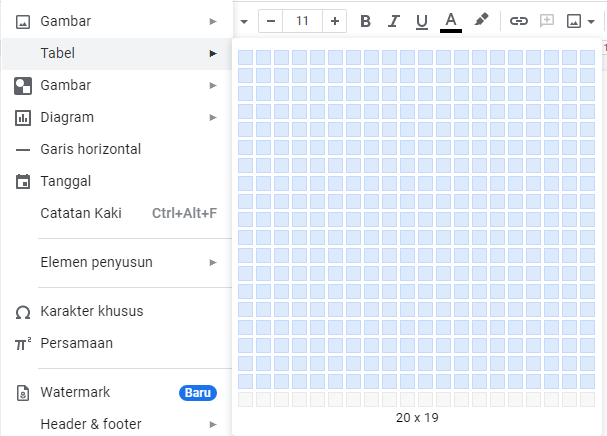 Sesuaikan columns and baris (RAW)