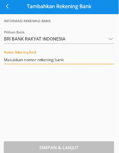 Masukan Nama Bank Dan No Rekening Anda