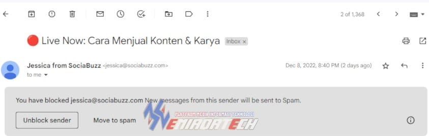 Selmat Anda Telah Memblockir Email Tersbut