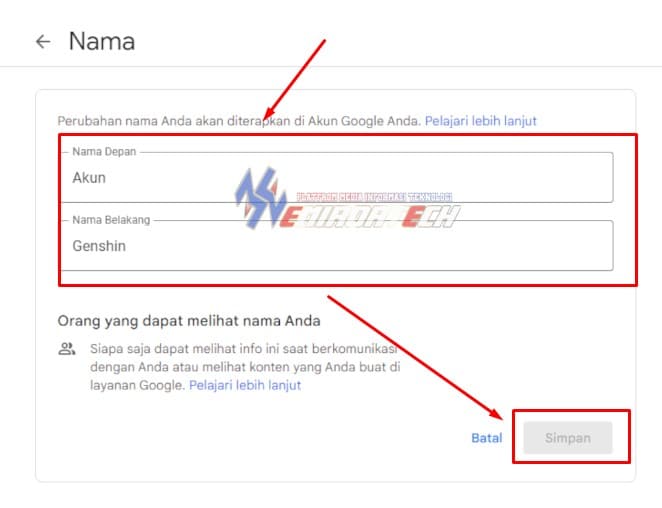 Sesuaikan Nama anda