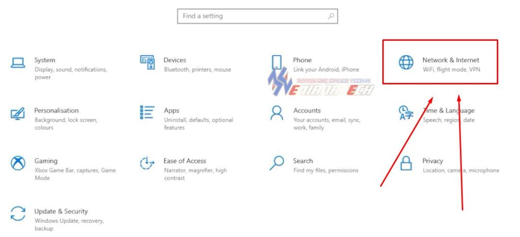 Pilih menu Network & internet