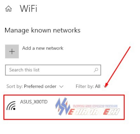 Pilih Wifi Yang Ingin DI hapus