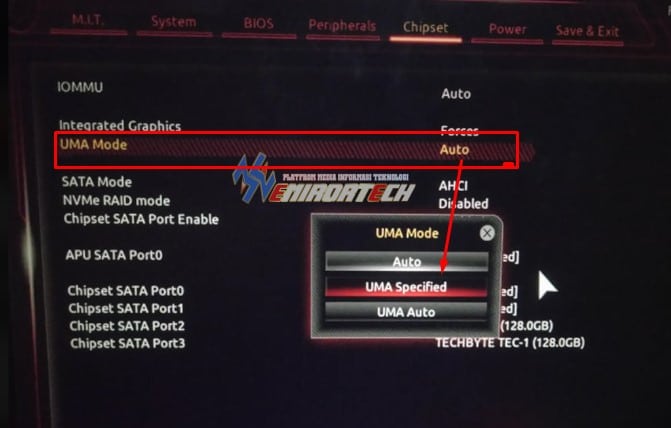 Ubah Uma Mode Ke UMA Specified Vram